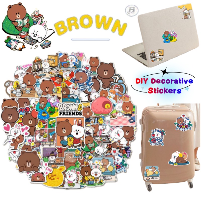 Luggage Cover Protector - สติกเกอร์ตกแต่งลายอนิเมะ LINE FRIENDS บราวน์ คอนี่ แซลลี่